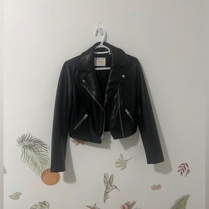 Wilfred Black Leather Moto Jacket Asymmetrical Zipper XS